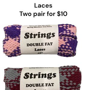 Strings Shoe Laces 3/4 Wide 1 Pair Pink/Purple 1 Pair Gray/Burgundy